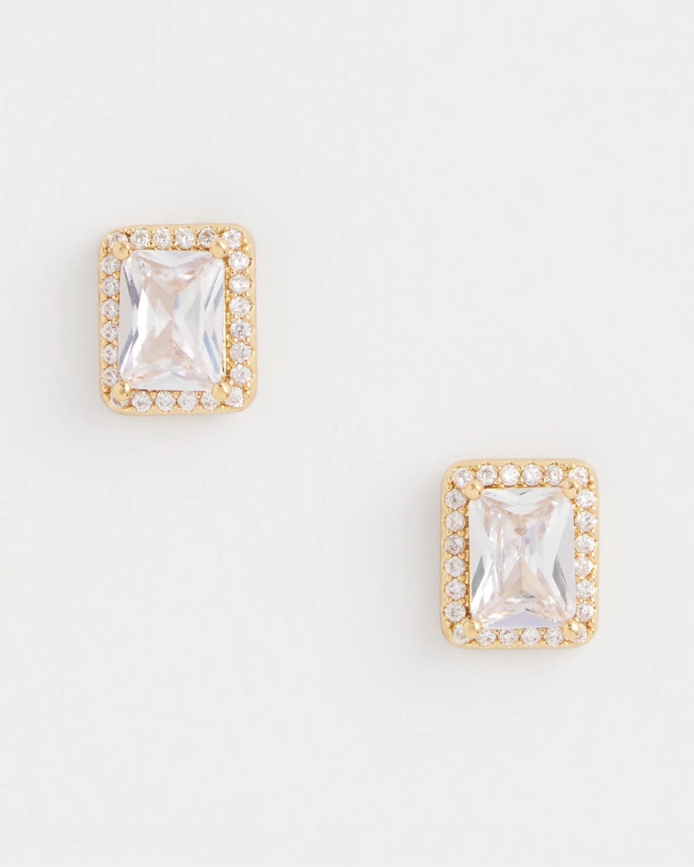 Chico's Gold Emerald Cut Stud Earrings GOLD