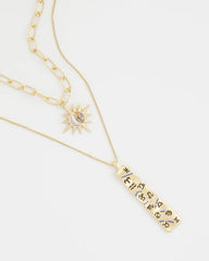 Chico's Convertible Zodiac Pendant Necklace GOLD