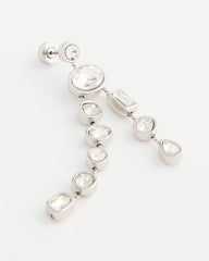 Chico's Bezel Set Linear Silvertone Earrings SILVER