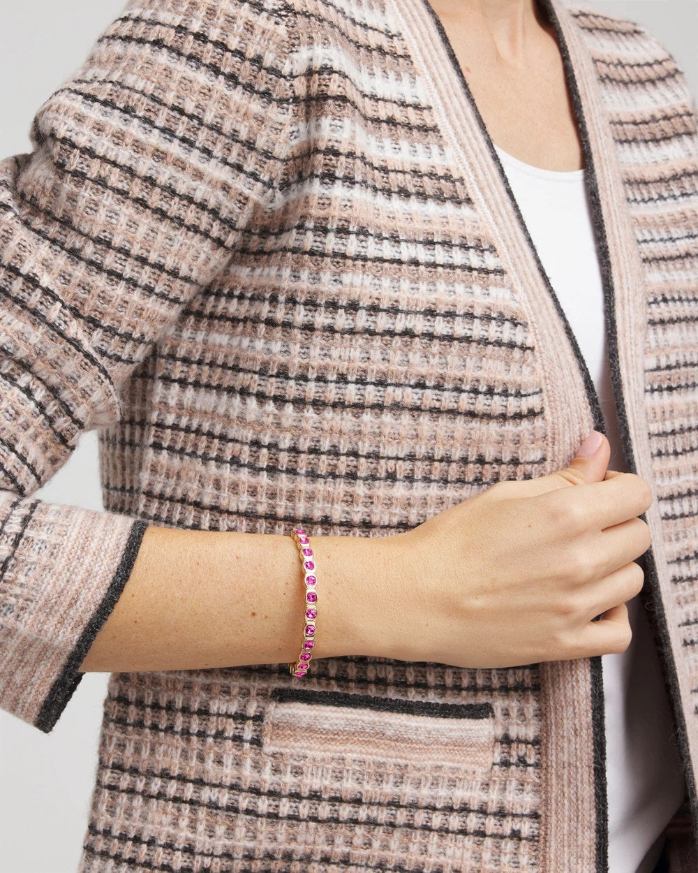 Chico's Small Faceted Stretch Bracelet PINK