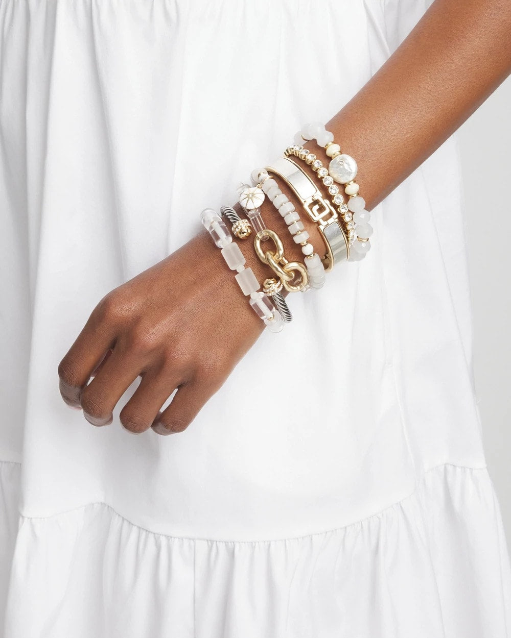 Chico's Goldtone Stretch Tennis Bracelet GOLD