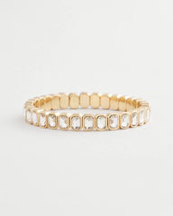 Chico's Gold Bezel Set Stretch Tennis Bracelet GOLD