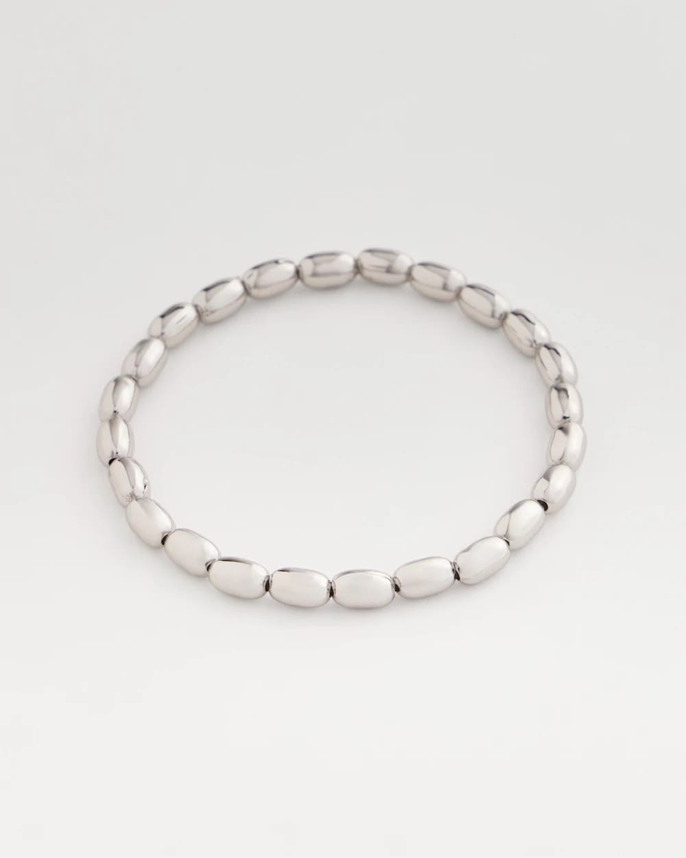 Chico's Silvertone Oval Beaded Stretch Bracelet SILVER
