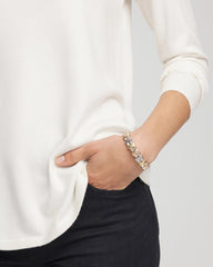 Chico's Tri-Tone Rectangle Stretch Bracelet MIXED METALS