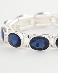 Chico's Large Faceted Gem Stretch Bracelet BLUE