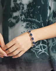 Chico's Large Faceted Gem Stretch Bracelet BLUE