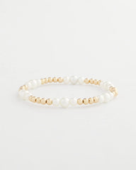 Chico's Goldtone Bead Stretch Bracelet PEARL