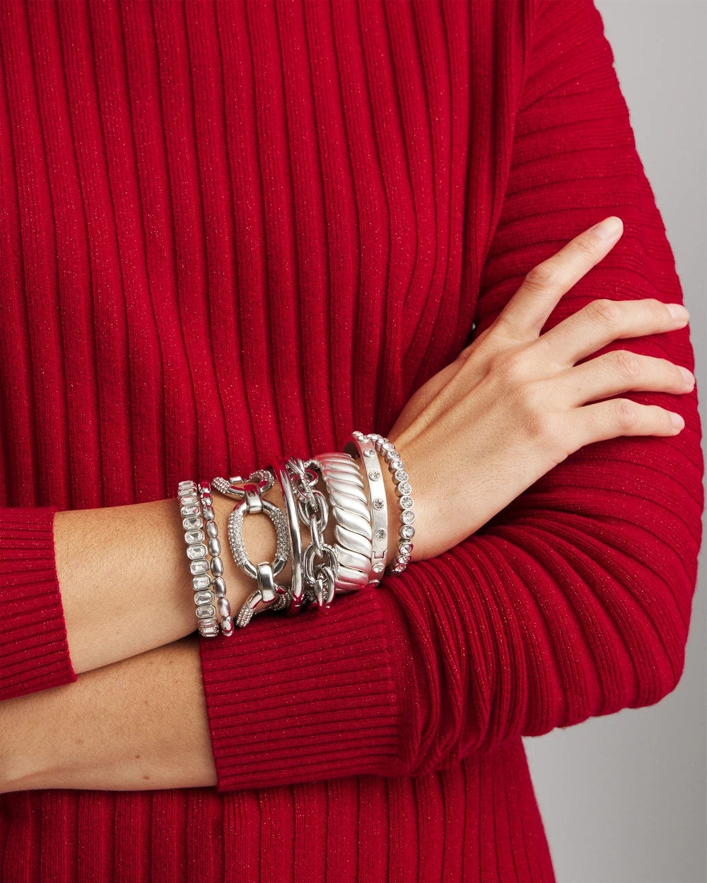 Chico's Pave Link Toggle Bracelet SILVER