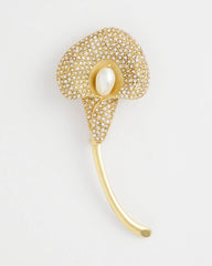 Chico's Encrusted Calla Lily Brooch GOLD
