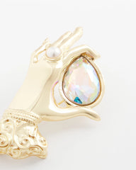 Chico's Fortune Teller Gem Brooch GOLD