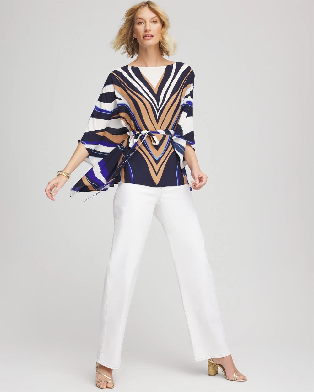 Chico's Voyage Belted Poncho PASSPORT BLUE