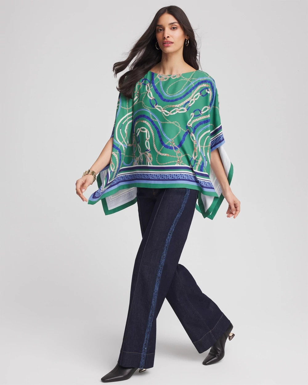 Chico's Rope Relic Poncho JARDIN GREEN