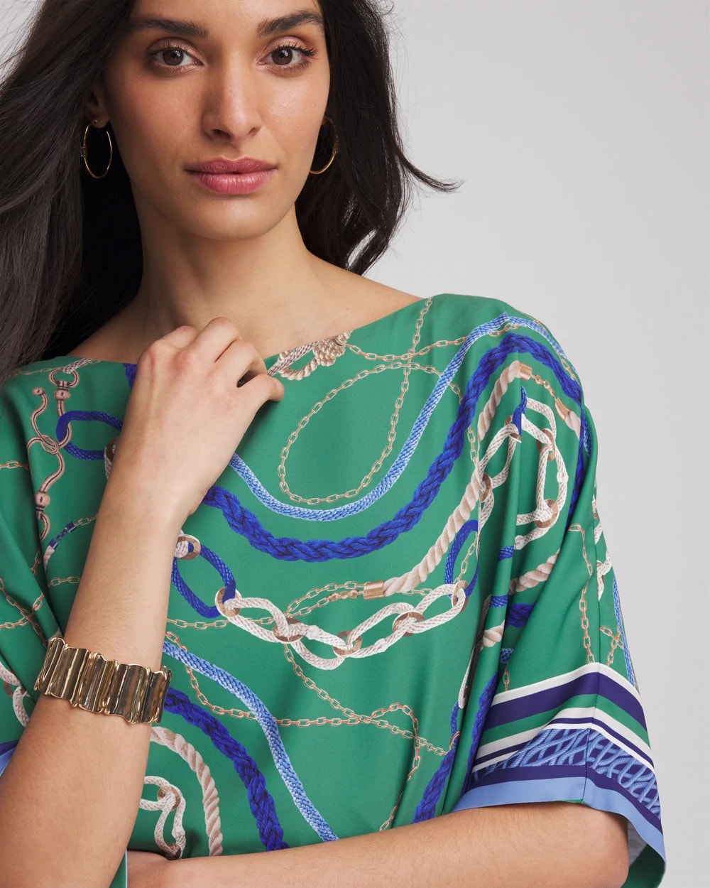 Chico's Rope Relic Poncho JARDIN GREEN