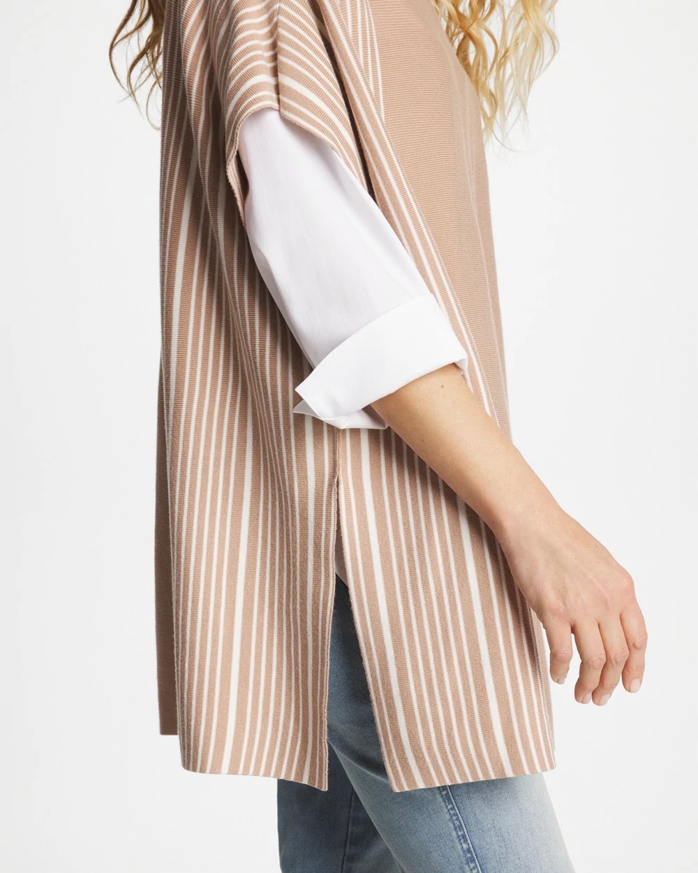 Chico's Turtleneck Sweater Poncho VANILLA CHAI
