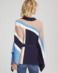 Chico's Belted Colorblock Poncho PASSPORT BLUE