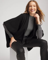 Chico's Embellished Shawl Collar Ruana BLACK