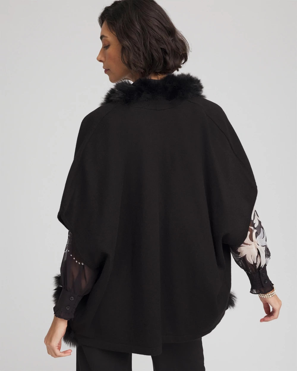 Chico's Faux Fur Cocoon BLACK