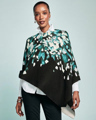 Chico's Convertible Knit Boatneck Poncho DARK AQUA