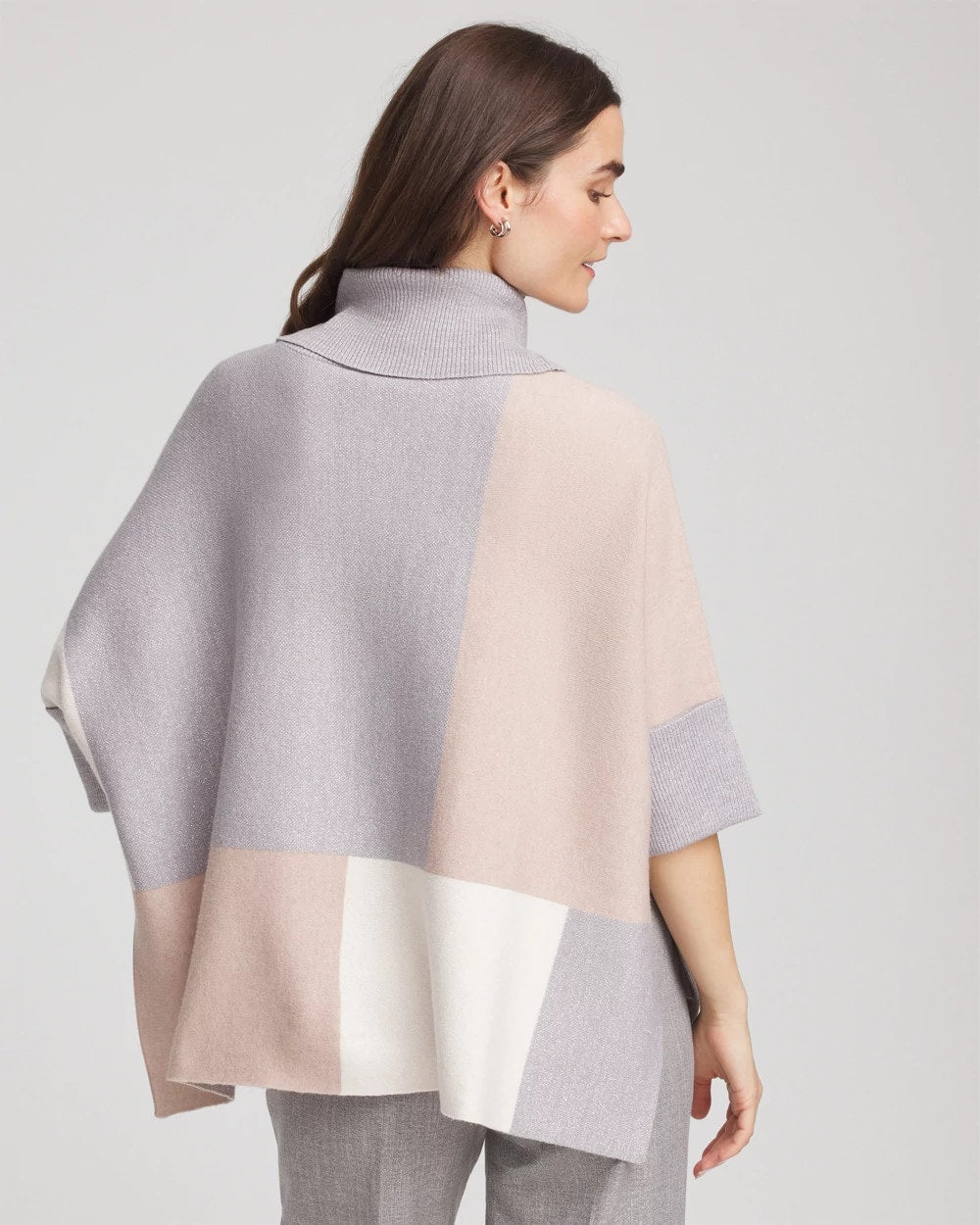 Chico's Quilted Chic Cowlneck Poncho BIRCH