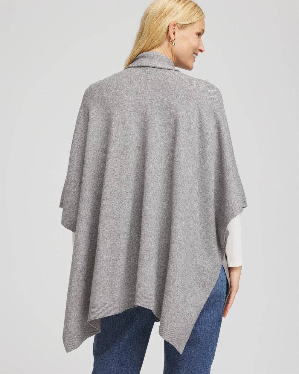 Chico's Long Knit Ruana MOON SHADE GRAY HEATHER