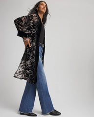 Chico's Art Deco Burnout Kimono BLACK