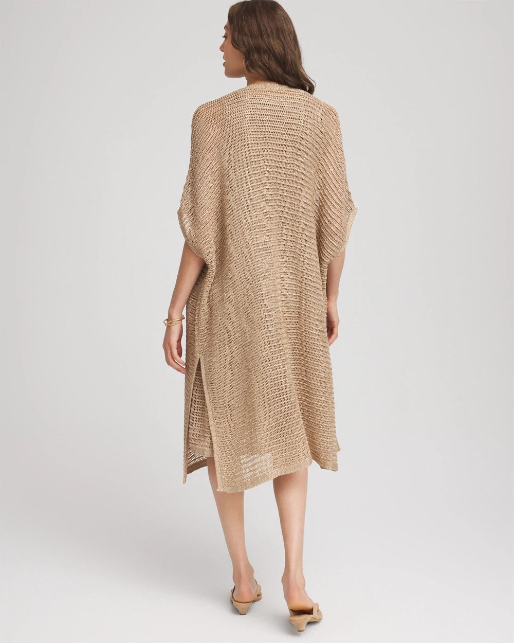 Chico's Crochet-Knit Sequins Ruana CAFE AROMA