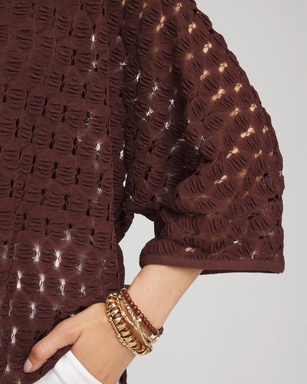 Chico's Short Woven Kimono CACAO