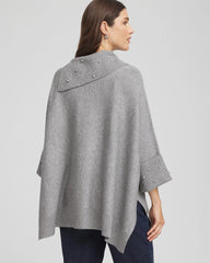 Chico's Embellished Sweater Poncho MOON SHADE GRAY HEATHER