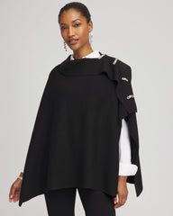 Chico's Embellished Bow Poncho BLACK