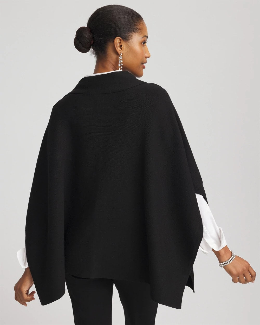 Chico's Embellished Bow Poncho BLACK