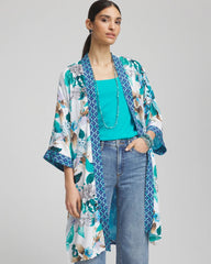 Chico's Island Motif Long Kimono TEAL WATERS