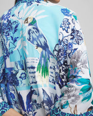 Chico's Island Motif Long Kimono TEAL WATERS