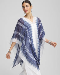 Chico's Long Embellished Linen Kaftan BLUE CASA