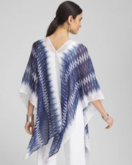 Chico's Long Embellished Linen Kaftan BLUE CASA