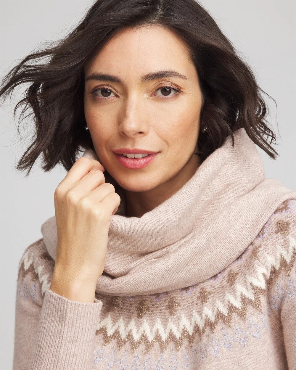 Chico's Fair Isle Reversible Snood BIRCH BARK