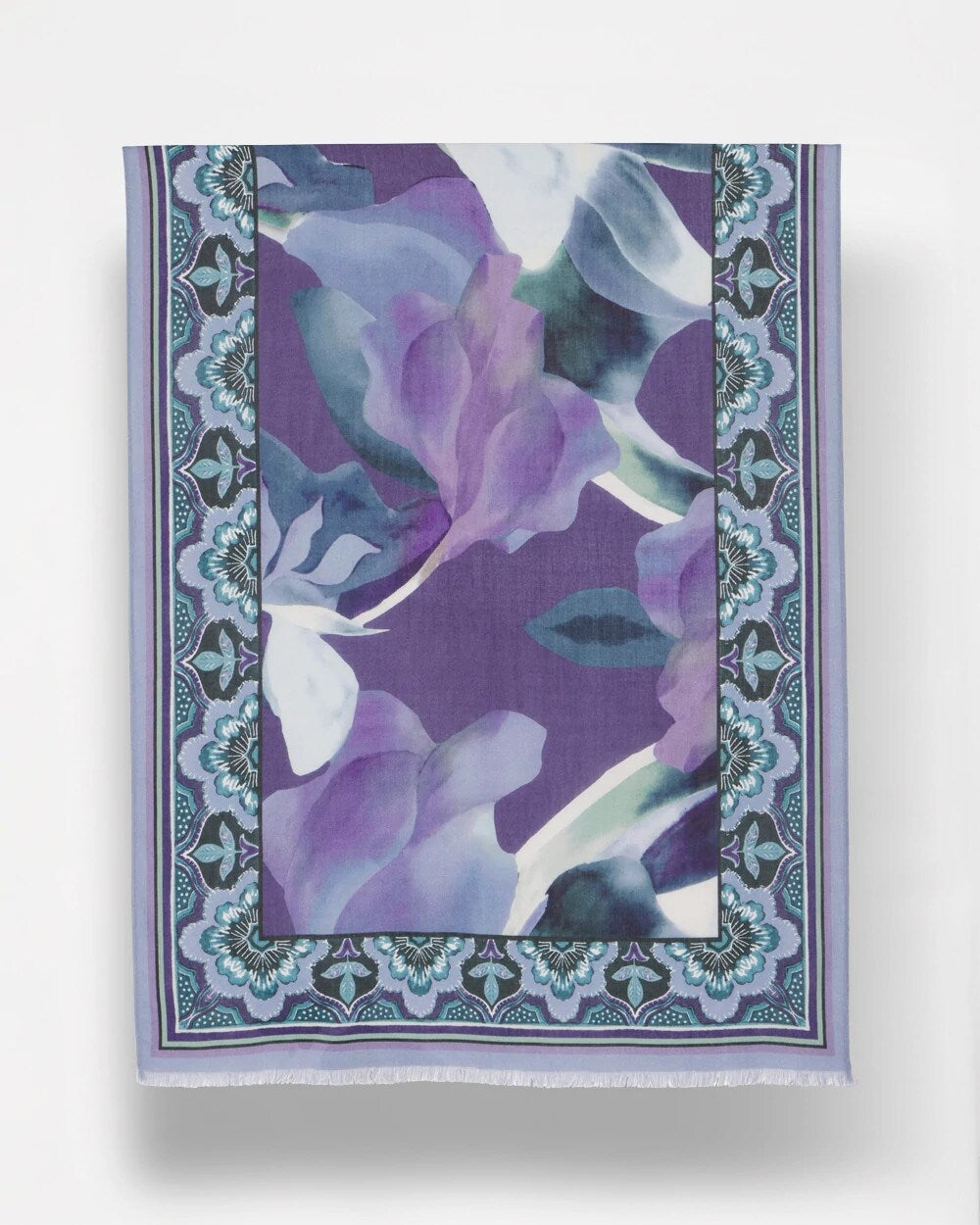 Chico's Artist Garden Oblong Scarf PURPLE ELIXIR