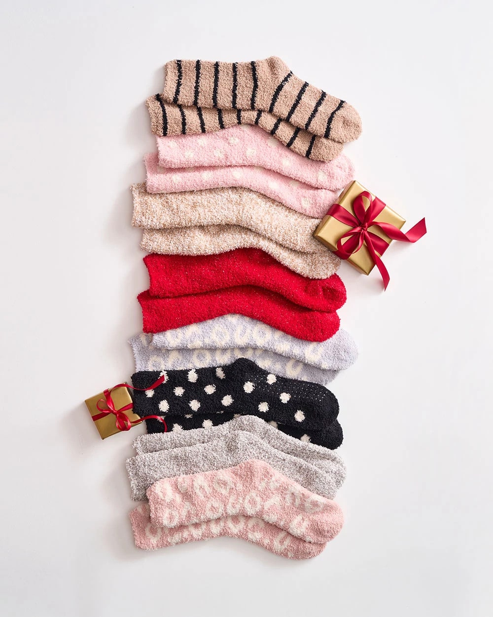 Chico's Striped Cozy Socks CHAMPAGNE FIZZ