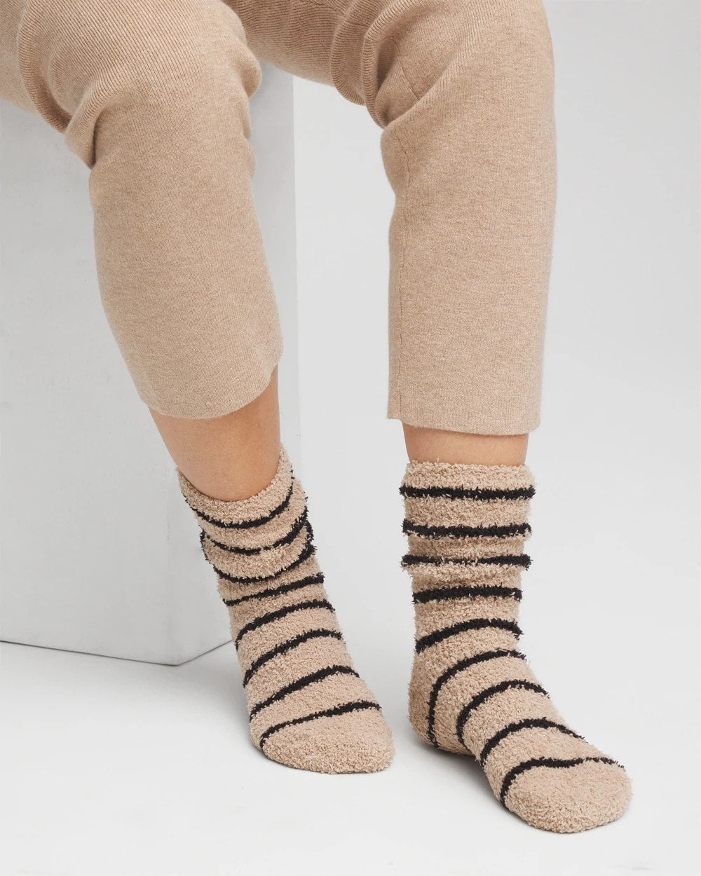 Chico's Striped Cozy Socks CHAMPAGNE FIZZ