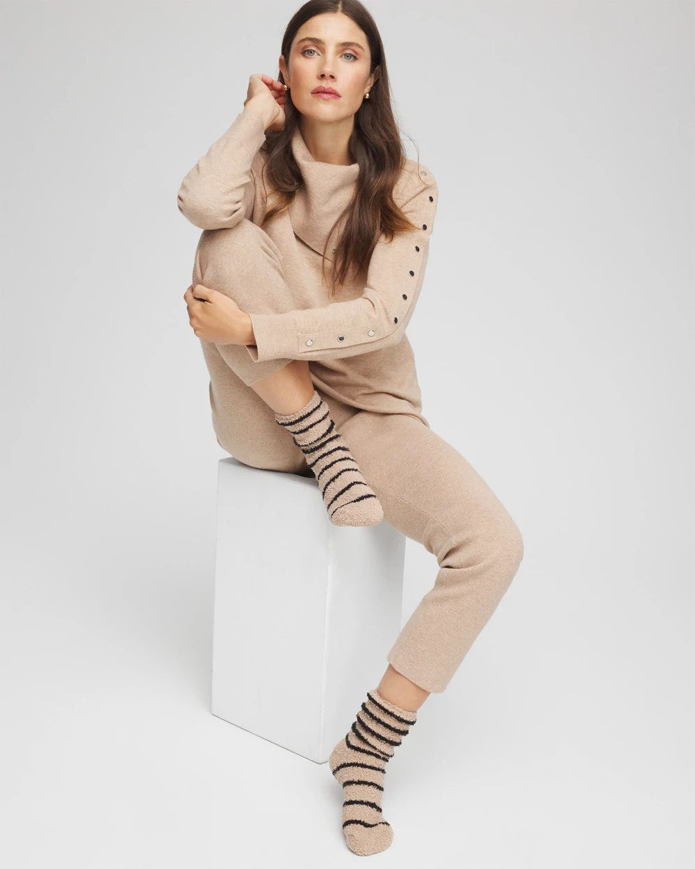 Chico's Striped Cozy Socks CHAMPAGNE FIZZ