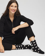 Chico's Polka Dot Cozy Socks BLACK