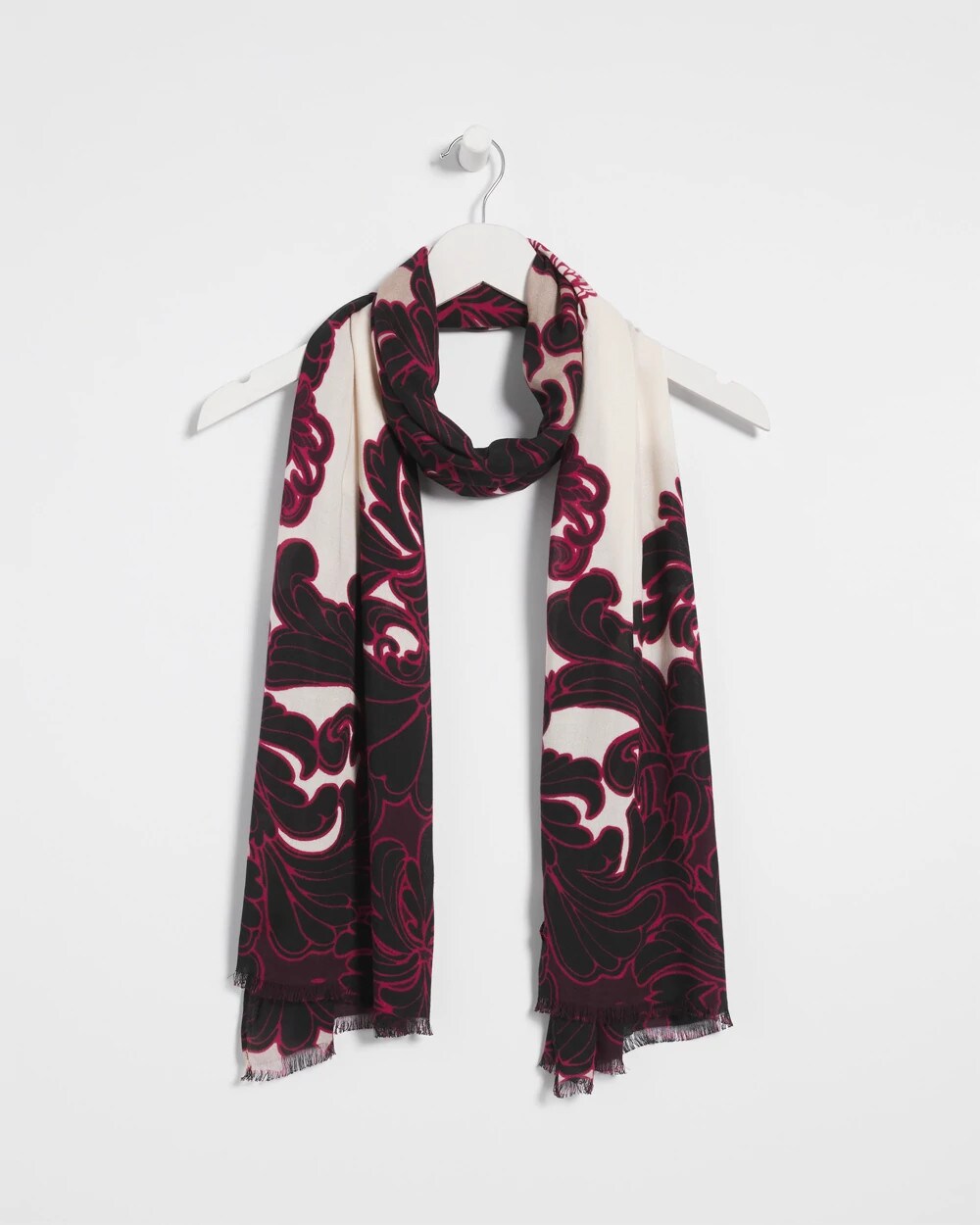 Chico's Maude Medallion Oblong Scarf BLACK