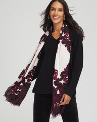 Chico's Maude Medallion Oblong Scarf BLACK