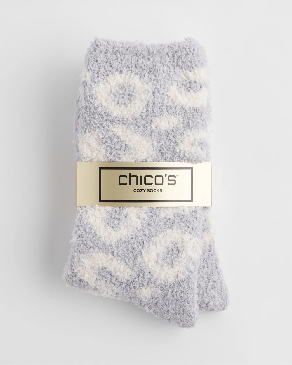 Chico's Animal Print Cozy Socks DOVE GRAY