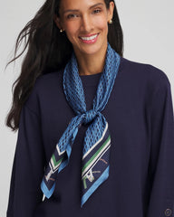 Chico's Rope Relic Square Scarf PASSPORT BLUE