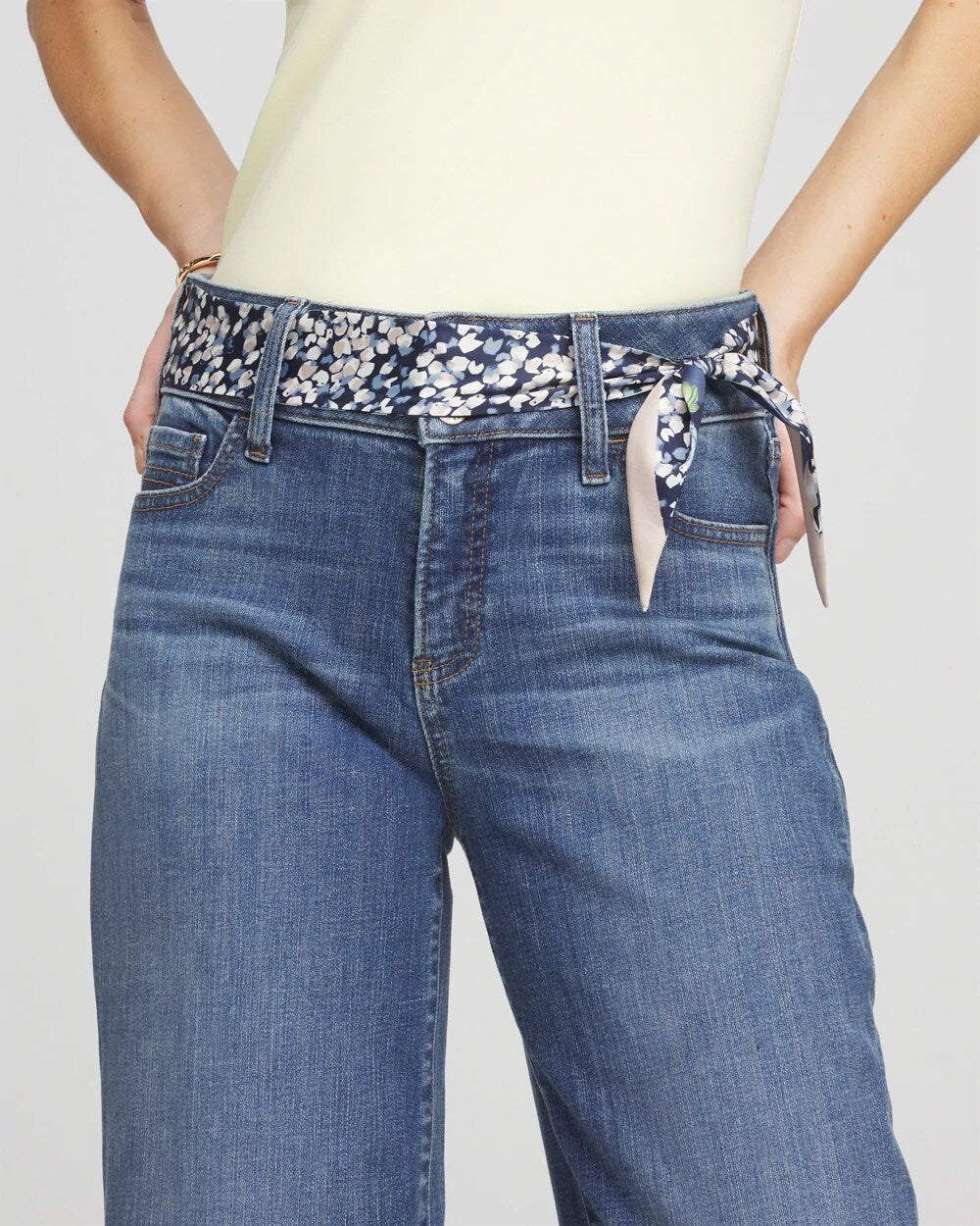 Chico's Printed Woven Skinny Scarf PASSPORT BLUE