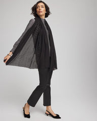 Chico's Metallic Stripe Oblong Scarf BLACK