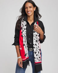 Chico's Lover Girl Woven Oblong Scarf LOVE LETTER RED