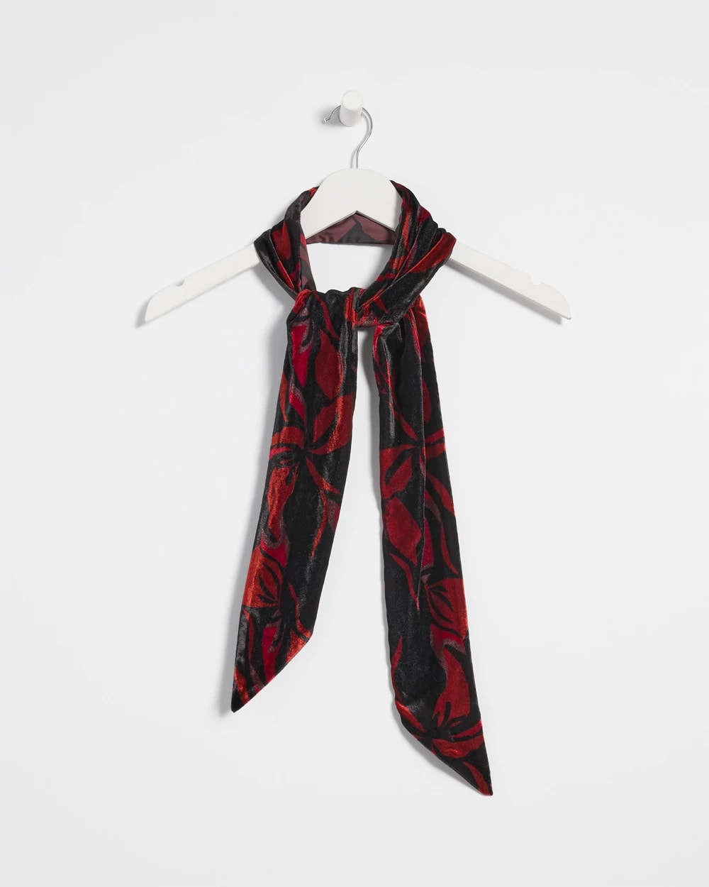 Chico's Velvet Rose Skinny Scarf BLACK