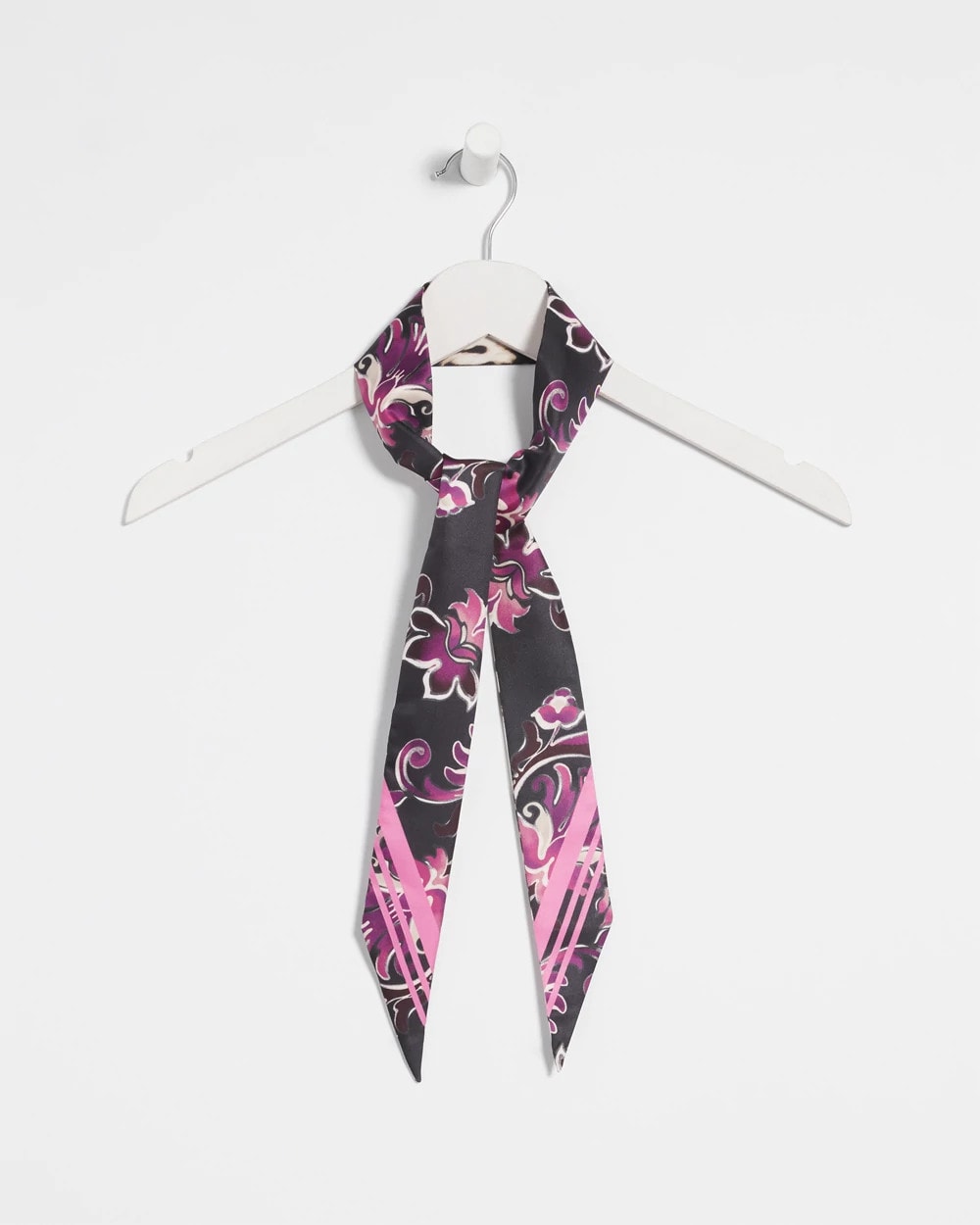 Chico's Floral Animal Print Skinny Scarf BLACK