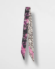 Chico's Floral Animal Print Skinny Scarf BLACK